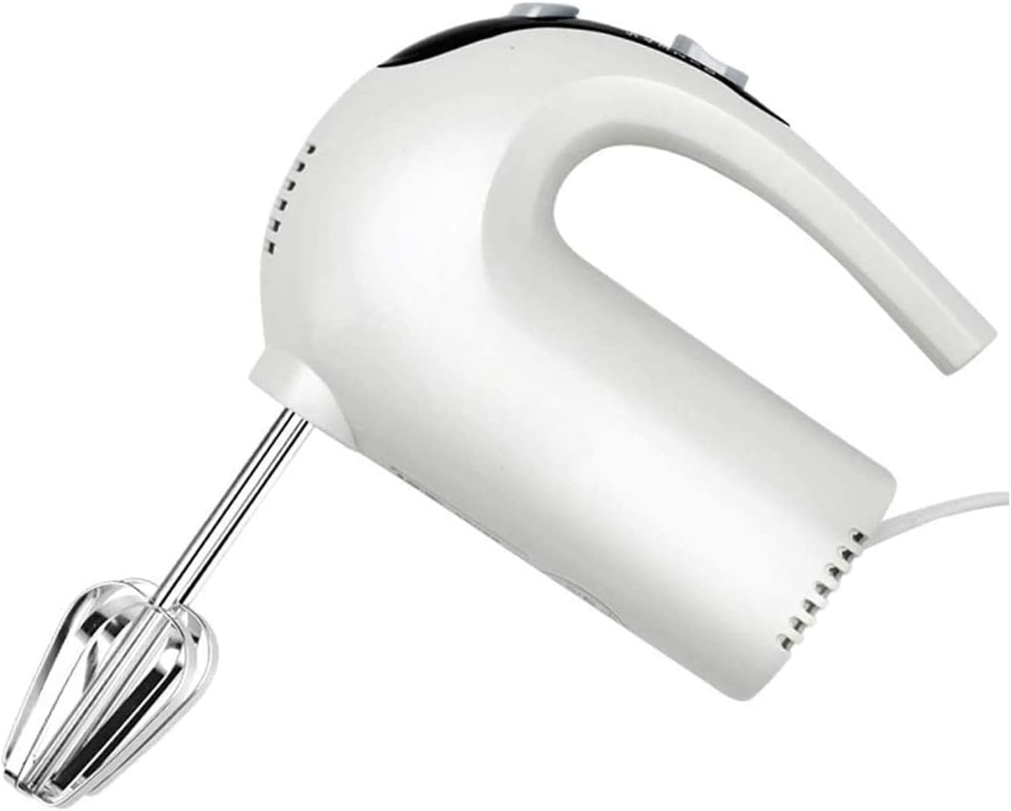 Hand Mixer Electric 5 Speed 125W Turbo with 4 Stainless Steel Accessories for Easy Whipping Mixing Cookies Cream Dough (White)