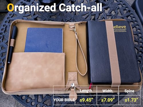 Capa bíblica de couro PU (lombada bíblica < 4,4 cm), capa bíblica resistente para mulheres com alça