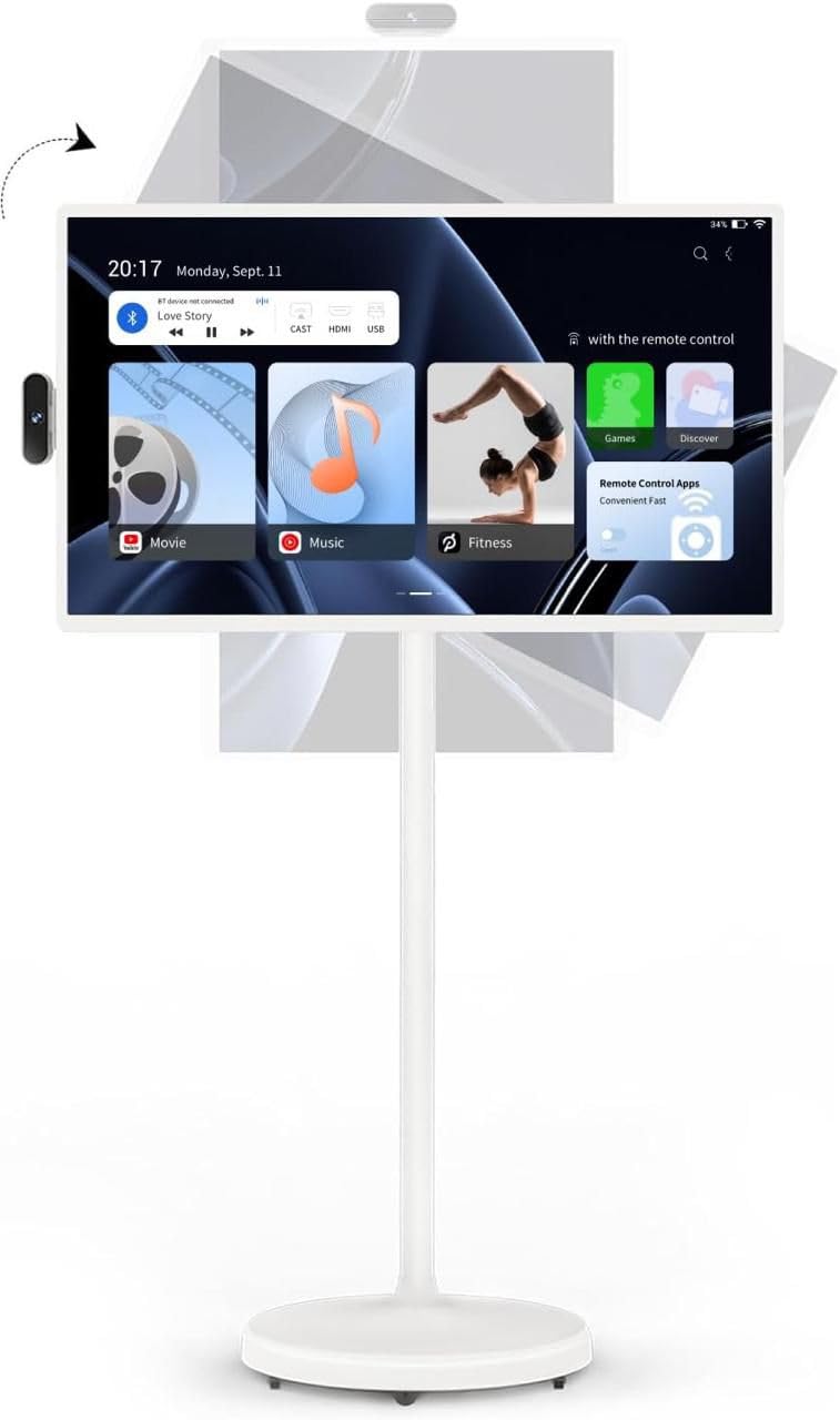 Taktik 32 Inch Portable LCD Smart Screen 1080p Rotatable Monitor with Incell Touch Screen Android 12,90 Degree Swivel Rotation 4GB RAM, 64GB storage 60Hz Refresh Rate