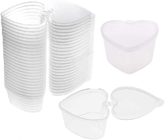 NA 25 Pieces Heart Shape Slime Storage Container Organizer Box with Lid Mud Light Clay Slime Containers Leakproof Clear Plastic Pots for Spices Heart Shaped with Lid