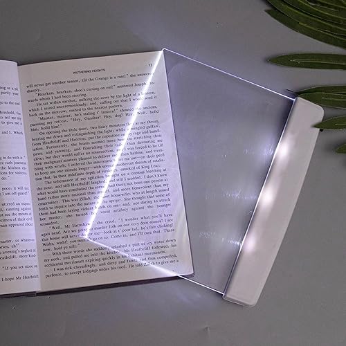 Iseuj Home Flat Book Lights for Reading at Night in Bed Clear LED Book Page Light Bookmark Light for Reading Illuminator Panel Plate Lamp Board Wireless (White)