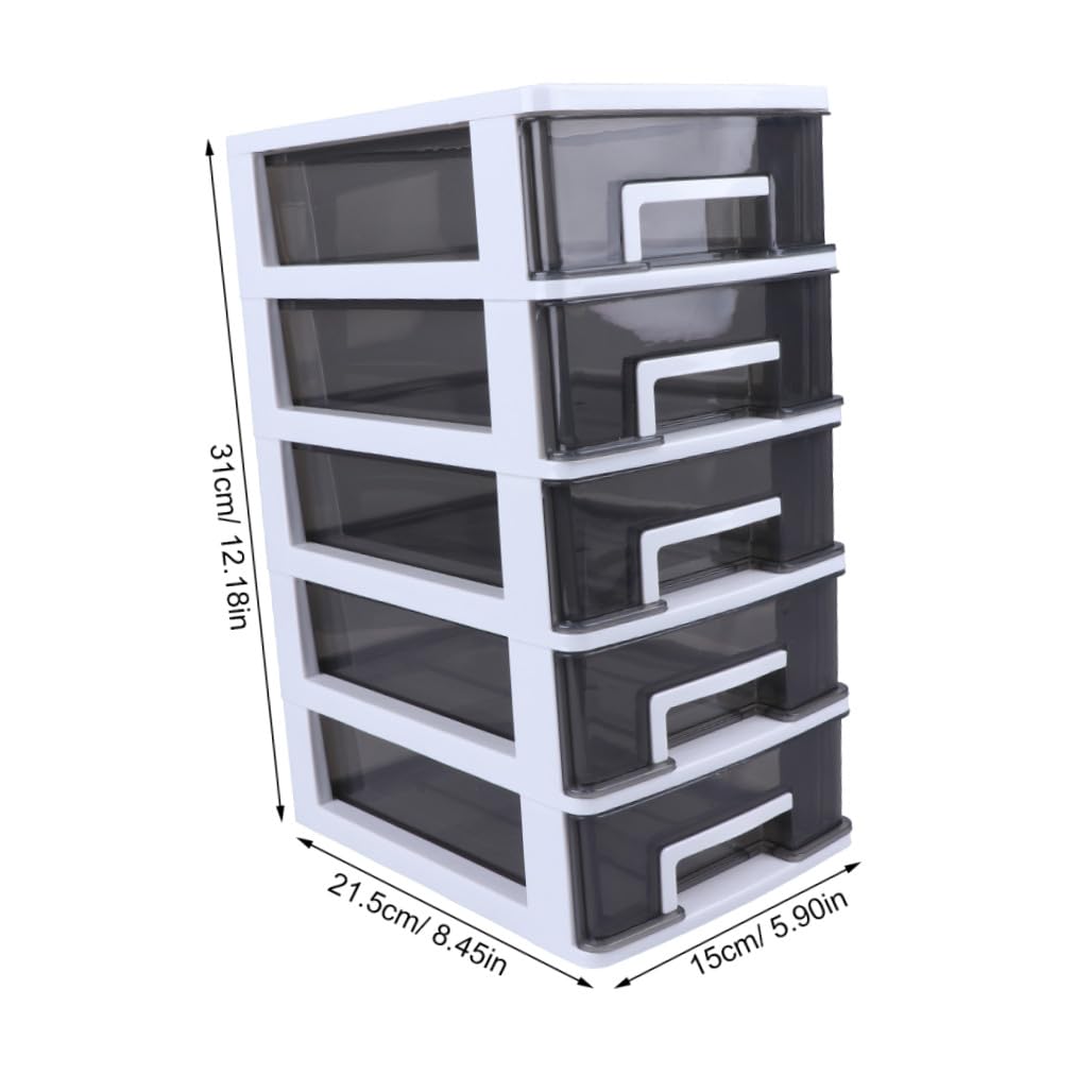 Pięciowarstwowa Przezroczysta Szafka Do Przechowywania z Tworzywa Sztucznego Przenośna z Szufladami Organizer Biurowy i Domowy Półprzezroczysty Czarny Design dla Łatwej Segregacji