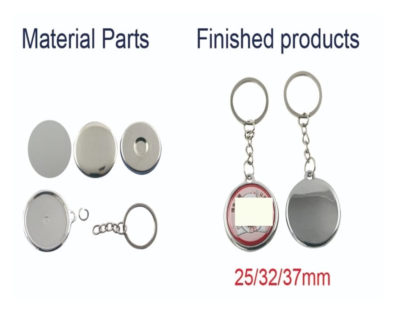 100 set di portachiavi a bottone da 32 mm Materiale a lato singolo gioielli,Multiuso