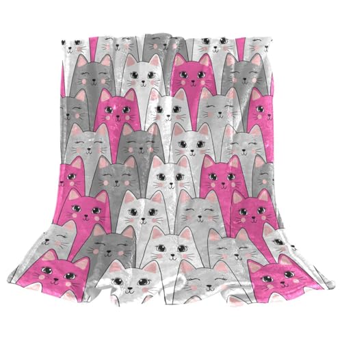 Couverture polaire chats mignons plaid chaud et doux pour lit et canapé 150x200cm