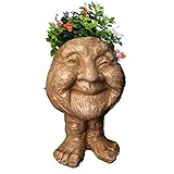 homestyles 12 in. Stone Wash Granny Joy The Muggly Statue Face Planter Holds 4 in. Pot