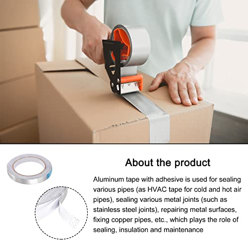 Image of Aluminum Foil Tape Adhesive Metal Tape, [for Sealing Patching Hot Cold HVAC, Duct, Pipe Insulation] - 0.6 inch /66ft /5.9 Mil /Silver