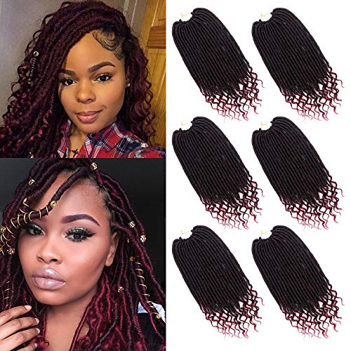 6 Pack Straight Faux Locs Crochet Hair with Curly End 20 Inch Soft Dreadlocks Crochet Hair Braids Synthetic Hair Extensions 1B/BUG#