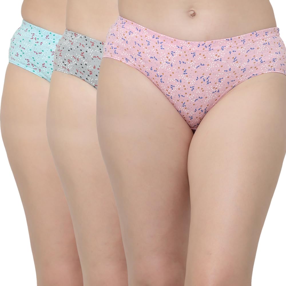 Women's Cotton Hipster Floral Printed Panties Assorted Briefs with Elastic Inner Wear (Combo Set of 3) 9526-image-38