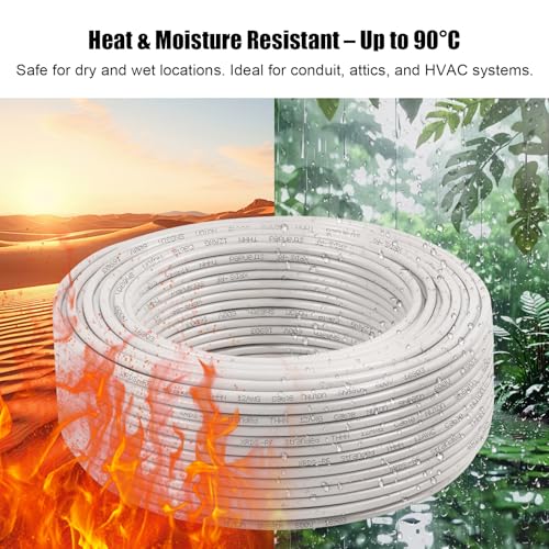 Image of 8AWG THHN Electrical Wire 250FT - Stranded Bare Copper Conductor with PVC and Nylon Insulation, Heat and Oil Resistant Cable for Indoor & Outdoor Wiring