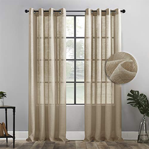 MRTREES Cortinas de Dormitorio Comedor Salon Cocina Salón 2 Piezas 140×245cm(An×L) Marrón Translúcida Moderna de Color Liso con Hebilla para Ventanas Sala para Niños Sala Comedor Baño