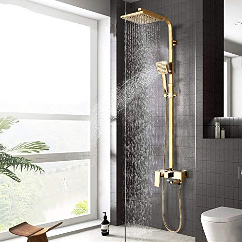 Grifo de Ducha Juego de Ducha Ducha de Lluvia de latón Grifo Mezclador de Lujo de 3 vías Kit de Sistema de Ducha de baño de Montaje en Pared Ducha de bañera giratoria Accesorios de