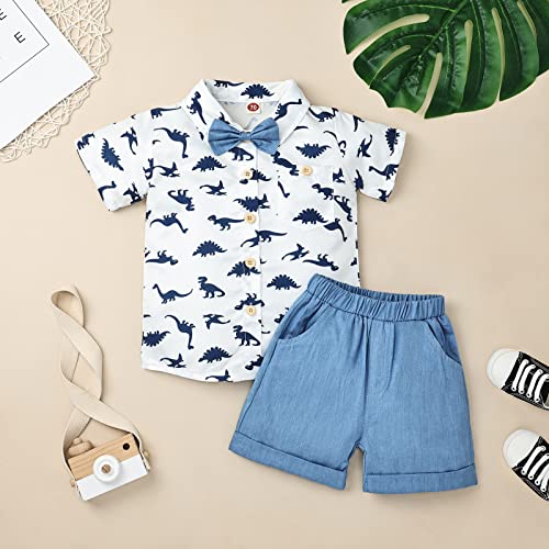 Toddler Baby Boy Clothes Summer Shorts Sets Short Sleeve Dinosaurs Shirt Top + Shorts Set Outfits Set 12 Months-4T2