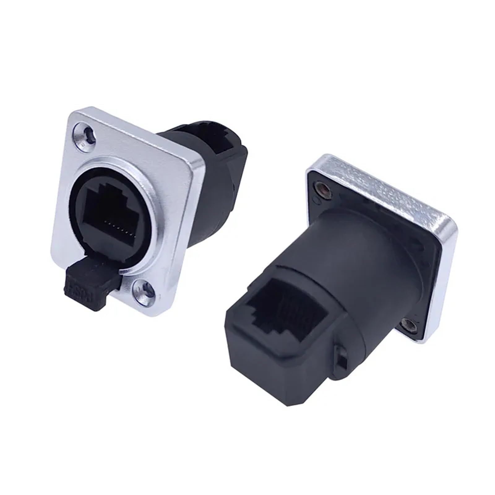1 connecteur RJ45 avec coque en caoutchouc IP65 8p8c de type D pour montage sur panneau Ethernet (angle)