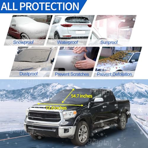 Image of Windshield Snow Cover Fit for Toyota Tundra 2007-2021, Front Windshield Cover for Ice and Snow, Auto Extra Thick Windshield Ice Cover Protects Windshield from Rain, Sun, Frost (Black)