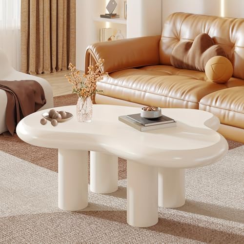 Table basse ronde de salon avec 4 pieds au design épais moderne