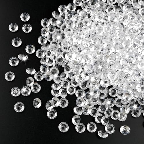 Deepton 500 Stück Diamanten Deko, 10mm Acryl Kristalle Deko, Transparent Hochzeit Diamantkristalle, Kristalledelsteine für Hochzeit, Streudeko, Party und DIY Bastelprojekte