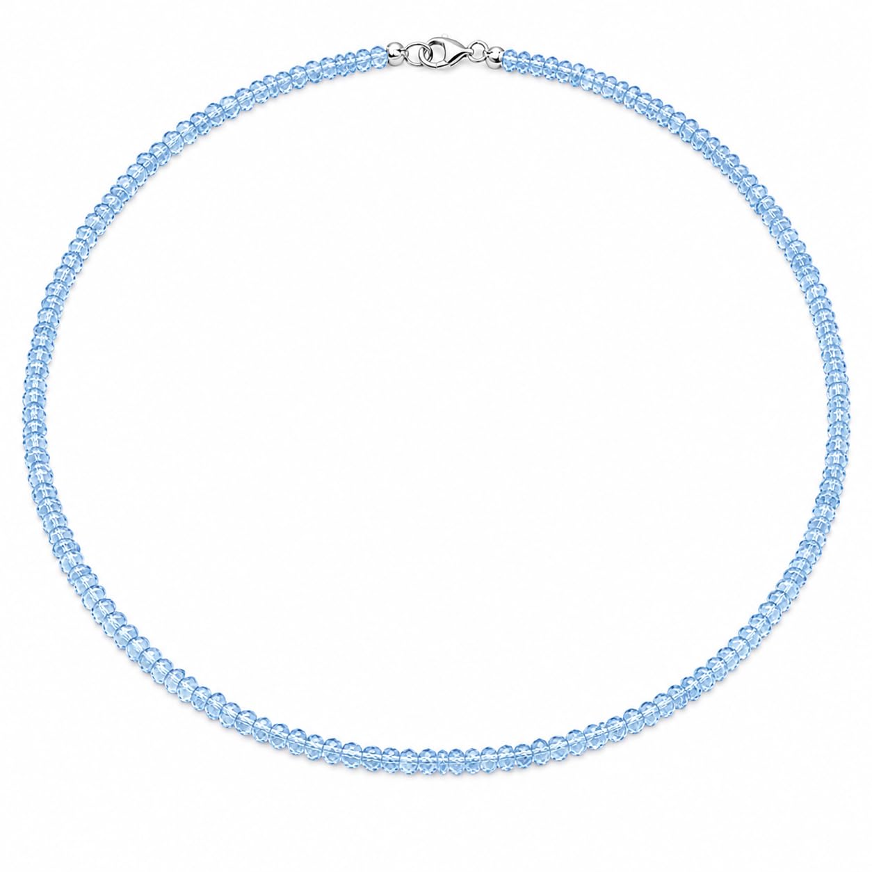 Blautopas Halskette - Collier mit echtem Blautopas, coated, 925 Sterling Silber, Karabiner, 45 cm