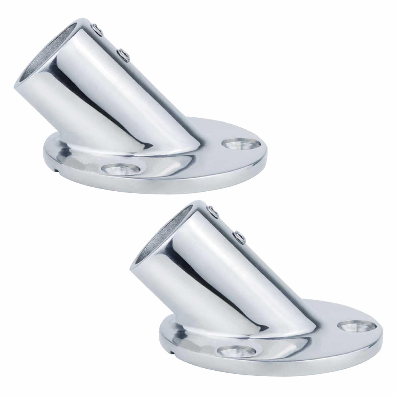 BE-TOOL Marine Grade 316 Stainless Steel Handrail Base 45 Degree Round Base Fit for 1" Boat Deck Tubing (2Pack)