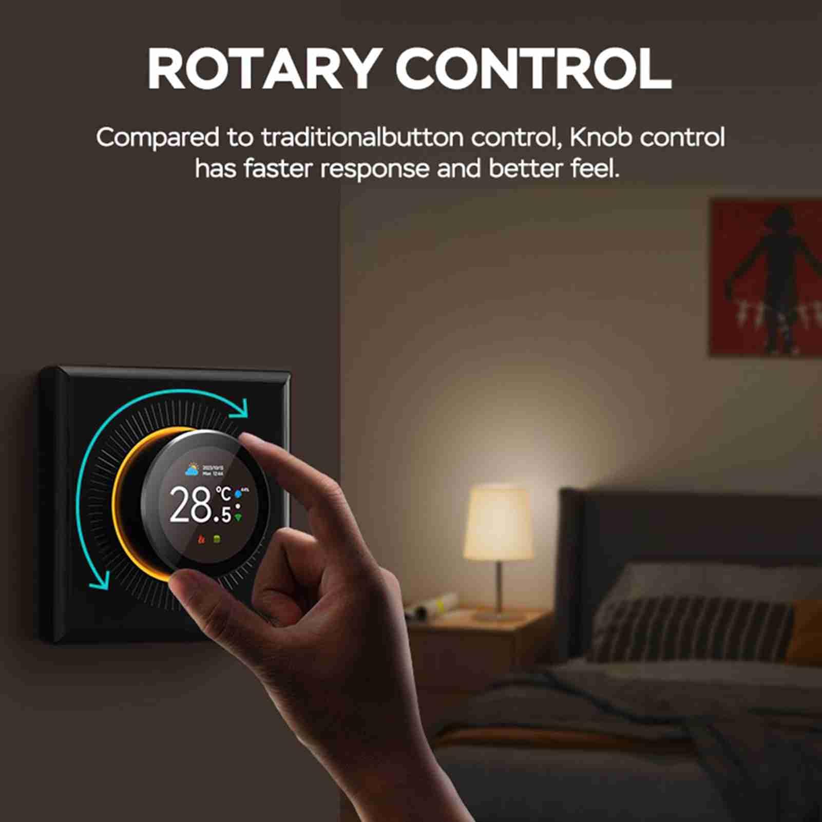 Termostato inteligente con control de temperatura WiFi con pantalla de 1,35 pulgadas para el hogar, 7 luces de ambiente, compatible con calefacción de agua, suelo radiante, caldera de gas