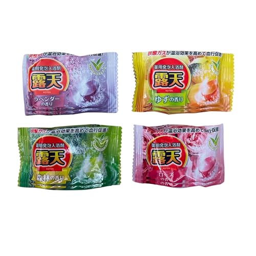【4包×7セットの28包】4種の香り 薬用発泡入浴剤 露天レギュラー シリーズ 炭酸ガス 温浴効果 血行促進 医薬部外品 ゆず 森林 ラベンダー ローズ (7)