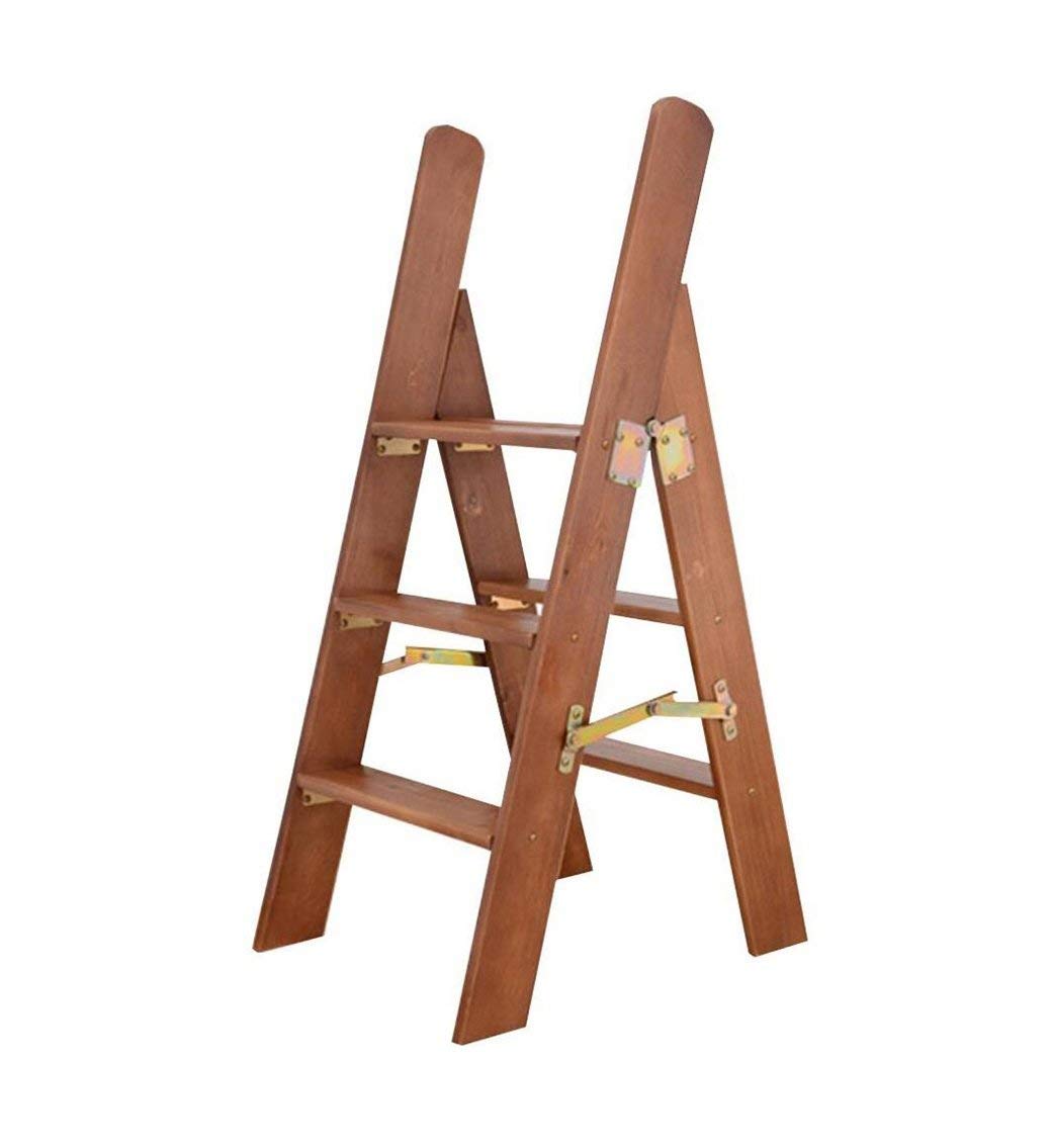 Escabeau pliant 4 marches en bois massif échelle domestique