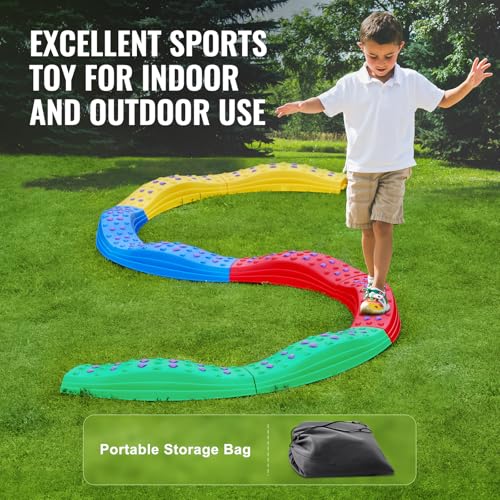 Image of VEVOR Balance Beam Stepping Stones, 8 PCS Toddler Balance Boards Non-Slip Textured Surface & Rubber Pads, Montessori Toy for Kids 2-6, Build Coordination and Gross Motor Skills, Indoor or Outdoor Play