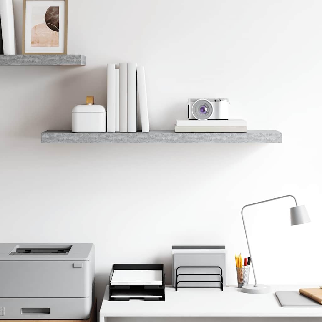 Estantería flotante gris hormigón 90 x 23,5 x 3,8 cm, estante de pared de madera de panal MDF con marco de metal, soporte invisible, para libros, decoración, dormitorio, cocina, resistente y