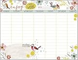 Bird and Flower Wreath Weekly Calendar Pad with Attachable Magnet