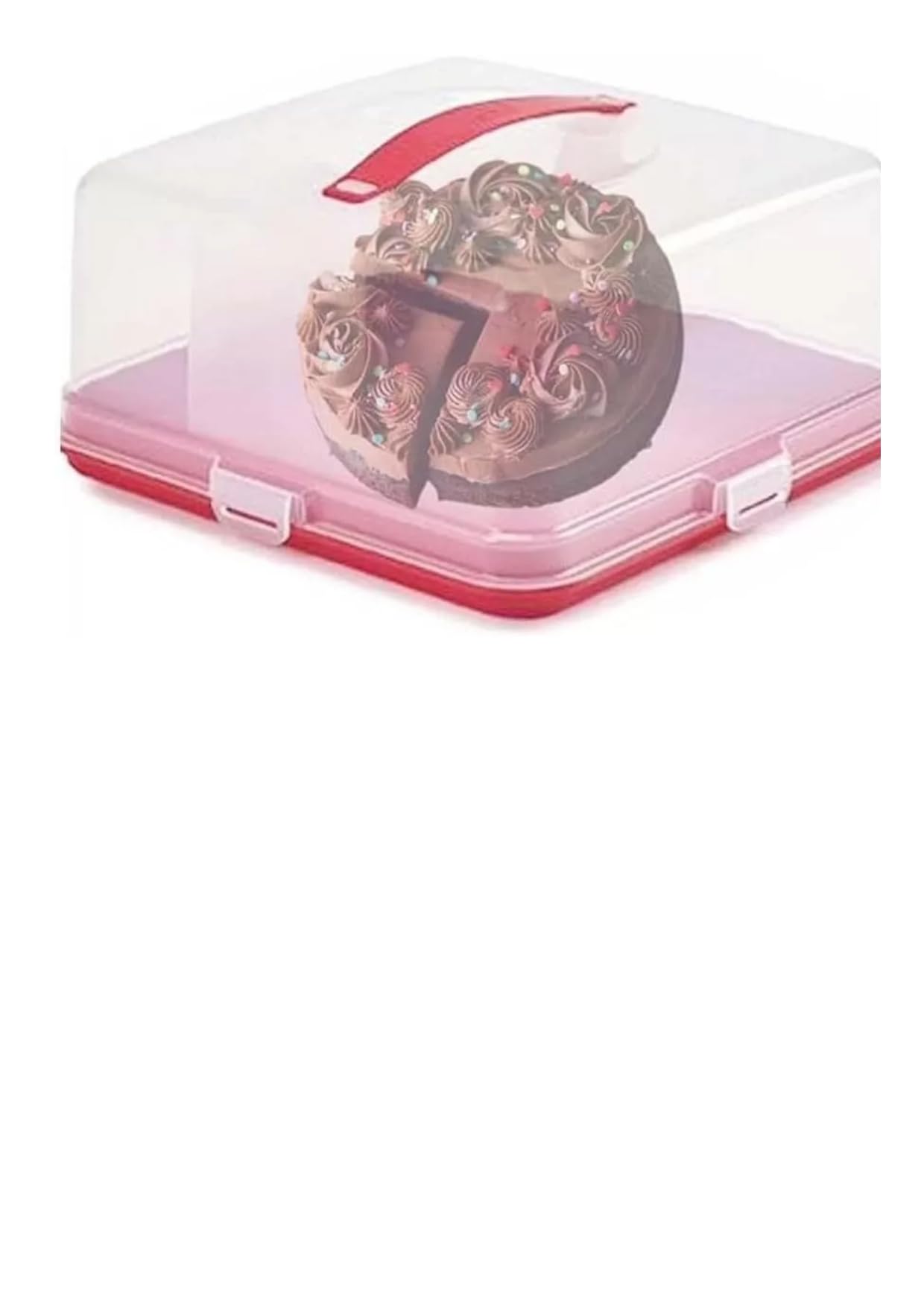 Brambles home Portable Cake Carrier Box, Square Design with Clear Lid, Food Storage Container for Desserts, Cupcakes and Pastries