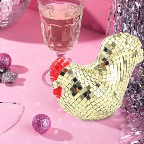 Poule en forme de boule miroir pour illuminer les fetes et le salon