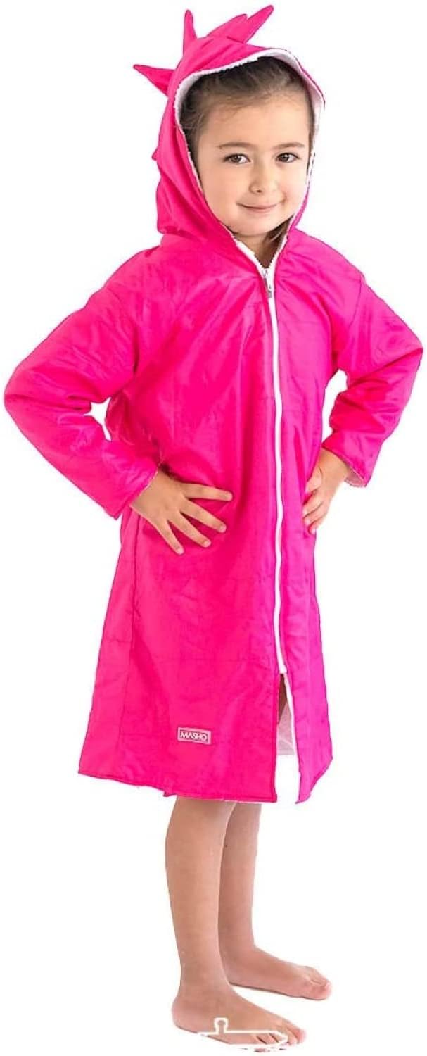 Masho Kids Swimming Robe - Bath Robe - Kids Bathrobe - Premium Fabric - Waterproof Outside & Absorbent & Warm Inside - Sizes 2-12 Years - 5 Colors - Dinosaur Details