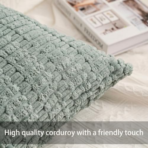 Image of Aegero Pack of 2 Corduroy Decorative Throw Pillow Covers 18x18 Inch, Aqua