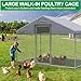 Large Metal Chicken Coop, Walk-in Chicken Run Pen with Waterproof Cover, Spire Roof Poultry Cage for Outdoor, Backyard, Farm (6.4'Wx9.7'Lx6.4'H)