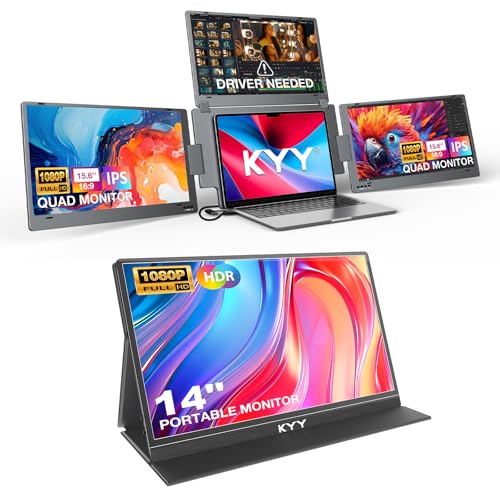 Image of KYY 15.6 inch Quad Portable Monitor(X90G) and 14 inch Portable Monitor (K5-3)