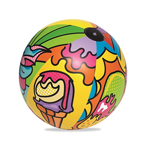 Bestway 31044 - Pelota De Playa Hinchable Diseño Pop Art Multicolor 63 Cm Aprox. Vinilo Resistente Probado Con Válvula De Seguridad Para Inflado Fácil Mayores De 3 Años