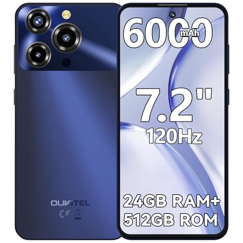 OUKITEL C69 SIMt[ X}[gtH { 24GB RAM+512GB ROM 2TBg\ 7.2C`HD  6000mAheʃobe[ 64MPJ 4G fA SIMX}z wF Android 15 X}z