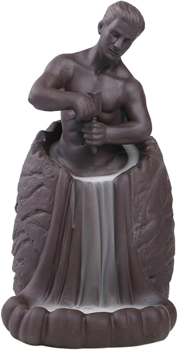 GALPADA Backflow Incense Burner Self Carving Men Ceramic Aromatherapy Holder Desktop Backflow Incense Holder for Home Office Decoration