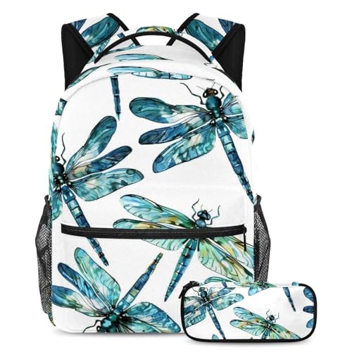 Sac à dos ado libellule verte grand volume pour soulager le dos des élèves