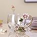 JY-Danbady Enamel Sunflower Crystal Lead-Free Glass Tea Cup with Spoon Set, Present for The Christmas, Valentine's Day.Best Present for Mother, Grandma, Girlfriend, Sister.