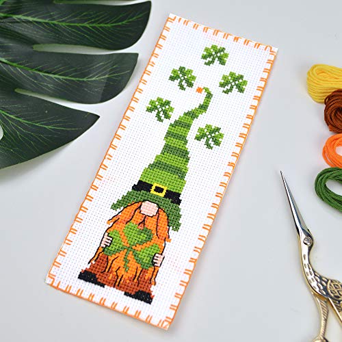 Counted Cross Stitch Kit For Hand Embroidery 'Irish Gnome' - St. Patrick's Day Gifts For A Booklover #TOP6