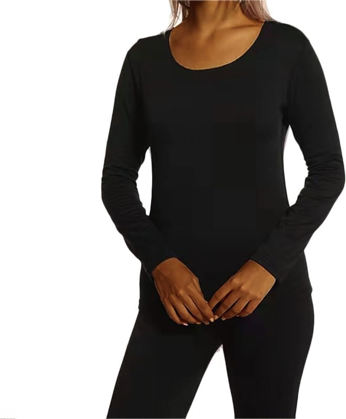 Thermal Underwear for Women Ladies Thermal Underwear Set Fleece Lining Bottoming Pants Set Winter Thermal Tops Pajamas Thermal Shirts (Color : Hortel�, Size : XXL)
