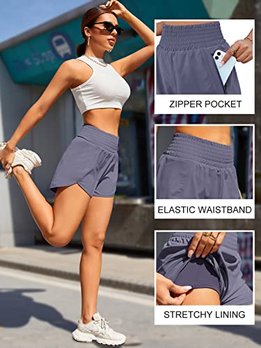 Image of BMJL Women's Athletic Shorts High Waisted Running Shorts Pocket Sporty Shorts Gym Elastic Workout Shorts
