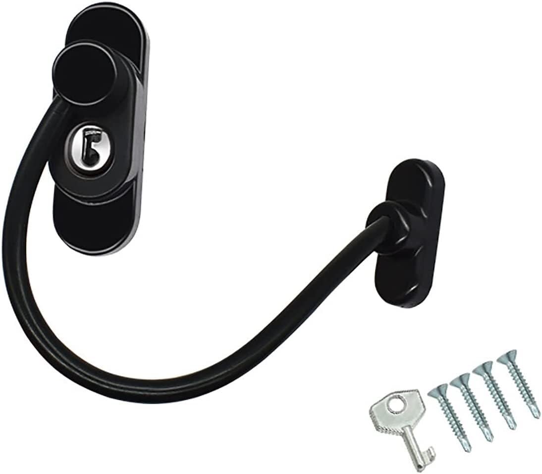 FGJsfhrDTU Window Locks Window Safety, Window Restrictor With Keys And Screws, & Door Cable Security Lock lor :(Black a)