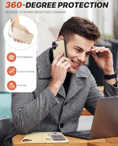 Housse cuir protection pour iPhone 16 Plus antichoc style raffiné avec rangement blindé - 7