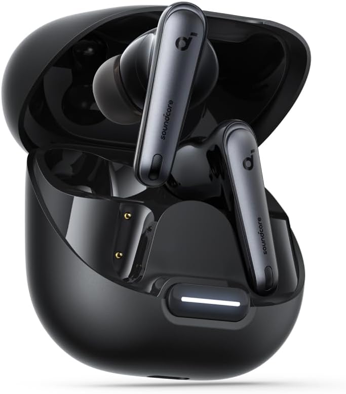 Soundcore by Anker Liberty 4 NC Wireless Noise Cancelling Earbuds, 98.5% Noise Reduction, Adaptive Noise Cancelling to Ears and Environment, Hi-Res Sound, 50H Battery, Wireless Charging (Renewed)