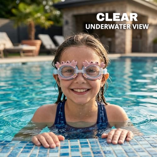Image of BURNLAB Swimming Goggles for Kids, Clear Vision Pool Goggles for Boys & Girls, Easy Adjustable Strap (Crab)