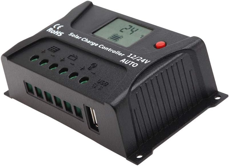 HQST 20A Solar Panel Charge Controller Intelligence with LCD Display for 12V/24V Solar System Solar Battery