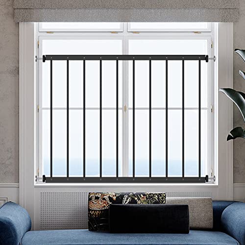 Window Security Bars, Fairy Baby French Balcony Railing Indoor Window Grille Balustrades Window Guard Rail Window Bars Window Protection for Children (31.50 "-36.22", Black)
