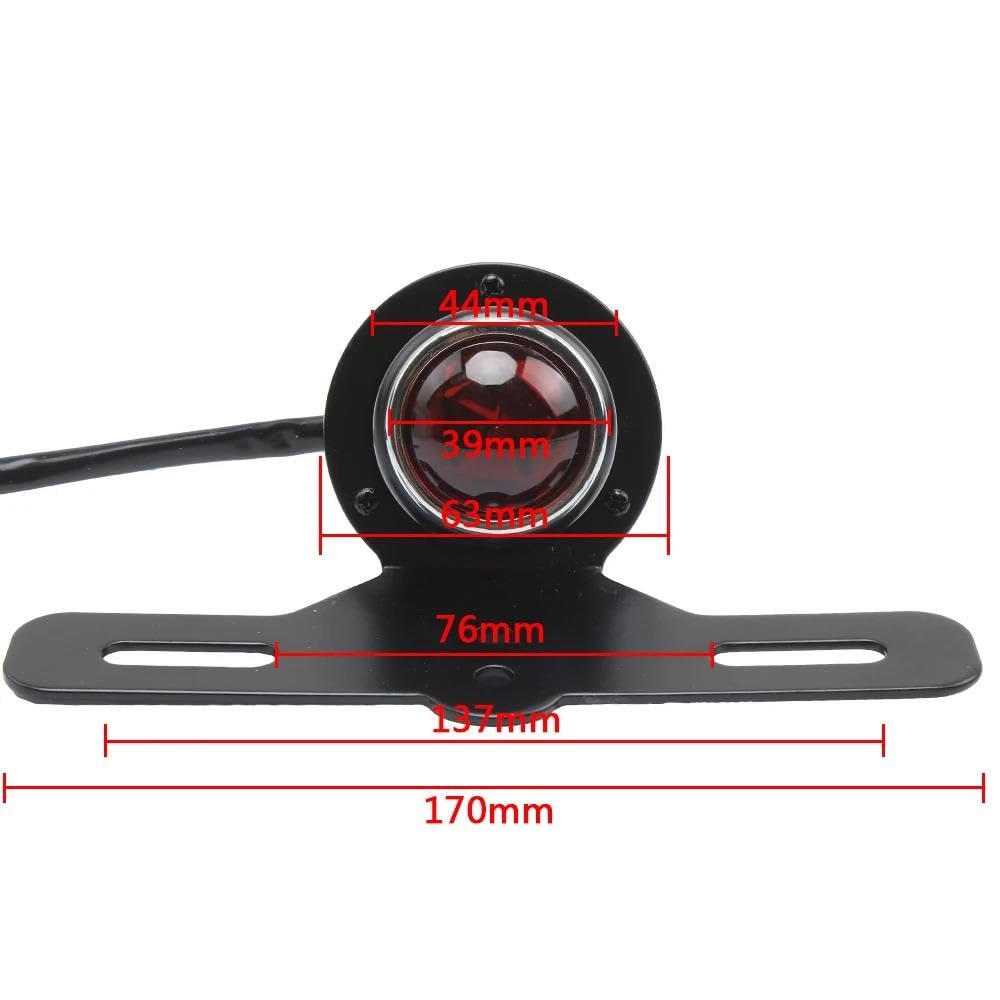 Luce Freno Moto Lampada Segnale Arresto Universale Nera 12v Cafe Racer Retro Motor Bike Softail