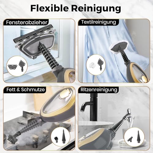 SUPERLEX Dampfreiniger Dampfbesen Dampf Mop 15-in-1 Multifunktions Boden&Hand-dampfreiniger 1500W Blau, Reiniger für Tiefenreinigung Böden Hartholz Fliesen